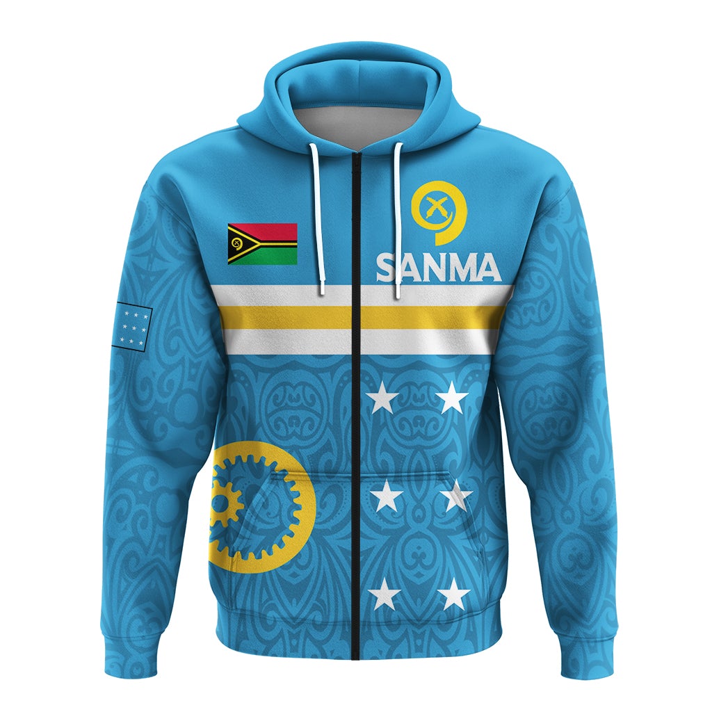 Vanuatu Sanma Province Zip Up Hoodie Flag Style LT12