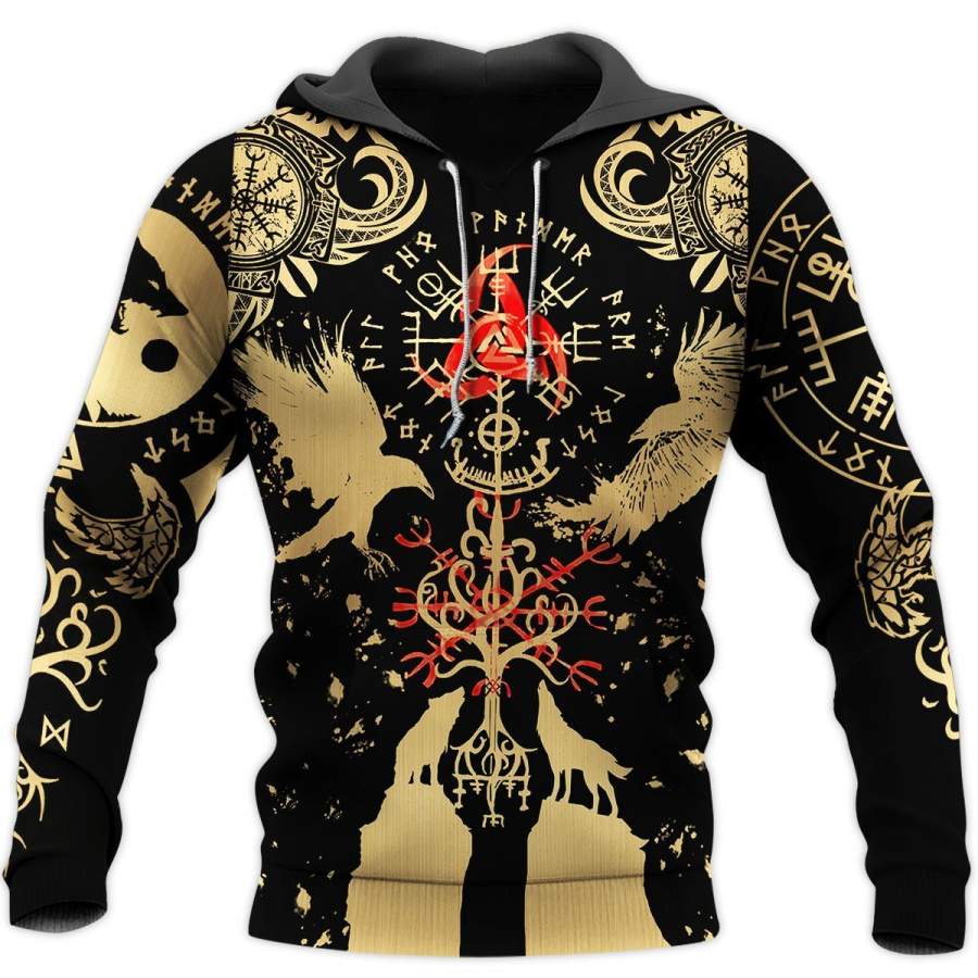 Viking Clothing Vikings Tattoo Style (Gold) Hoodie RLT12
