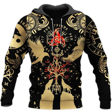 Viking Clothing Vikings Tattoo Style (Gold) Hoodie RLT12