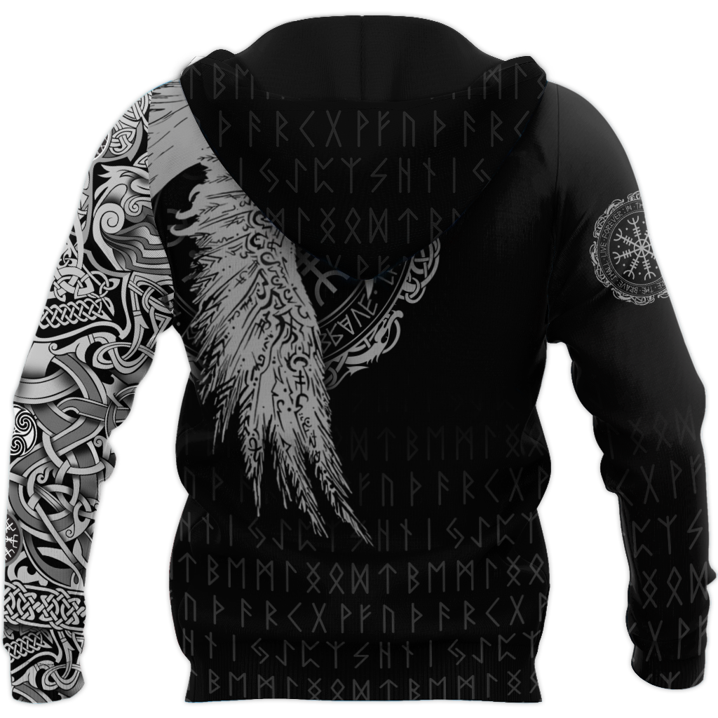 Viking Clothing Viking Raven Tattoo Hoodie RLT12