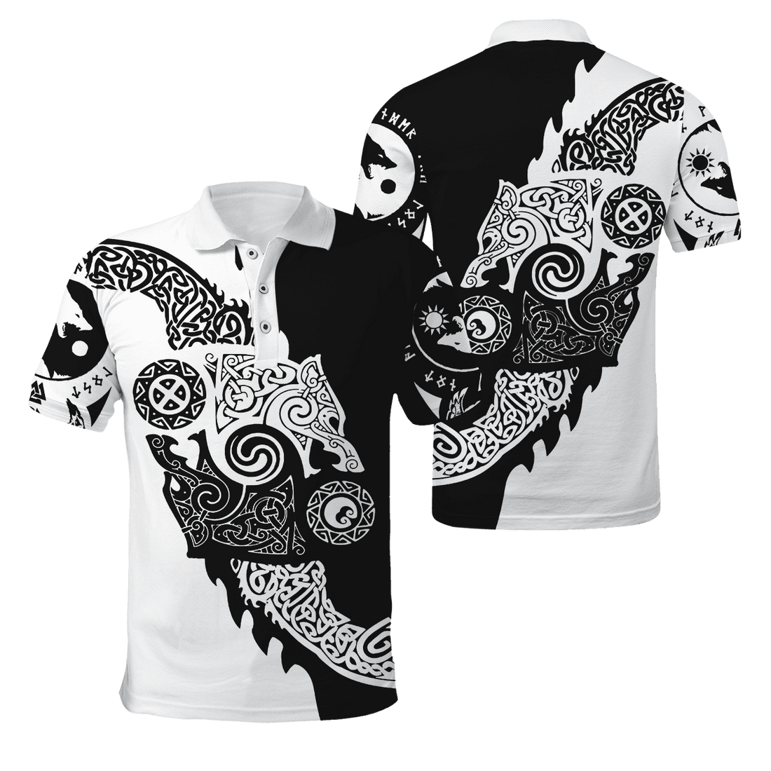 Viking Clothing Viking Hati and Skoll 3D Polo Shirt RLT12