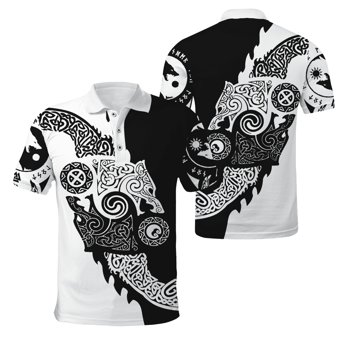 Viking Clothing Viking Hati and Skoll 3D Polo Shirt RLT12