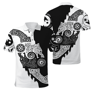 Viking Clothing Viking Hati and Skoll 3D Polo Shirt RLT12