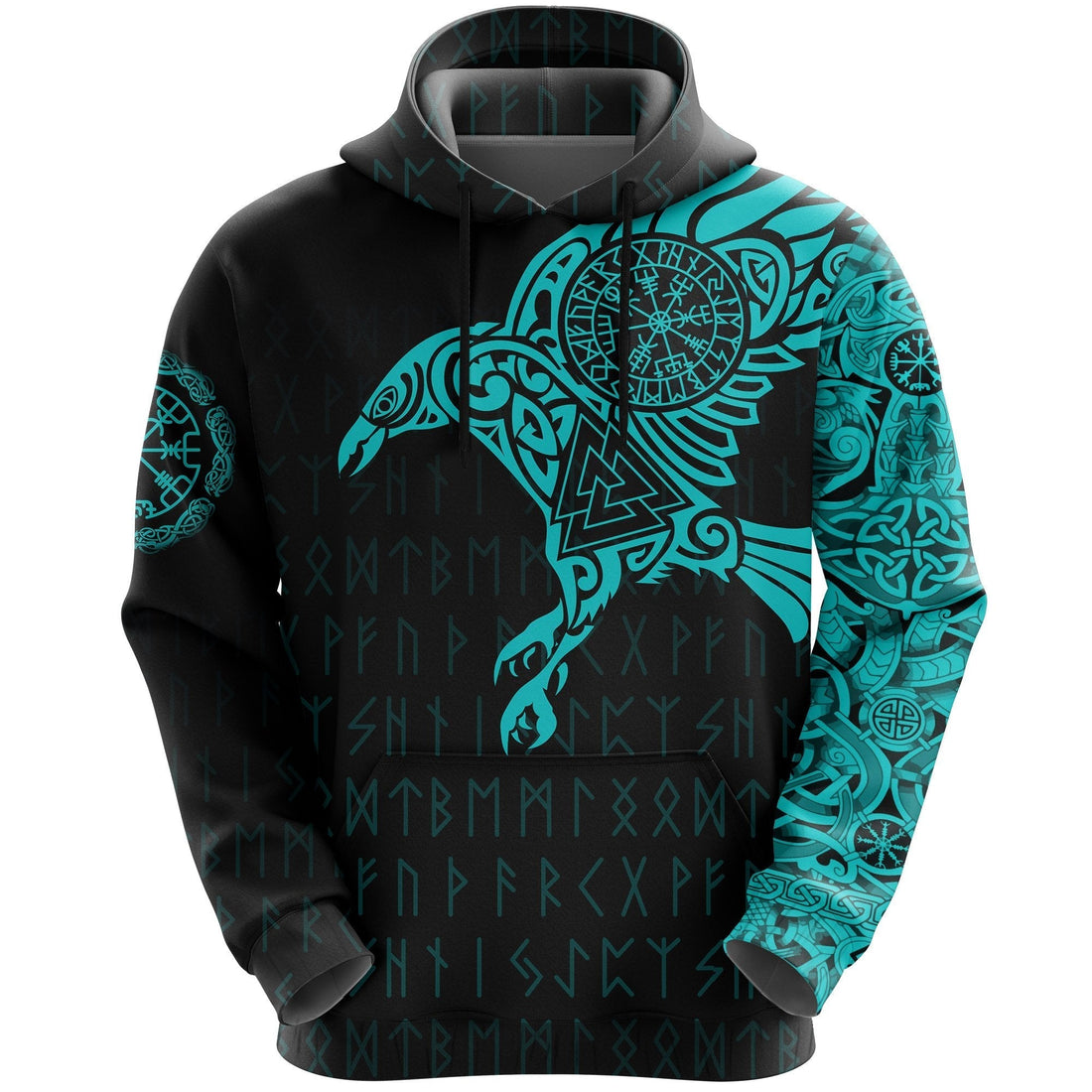 Viking The Raven Of Odin Tattoo Hoodie Blue RLT12