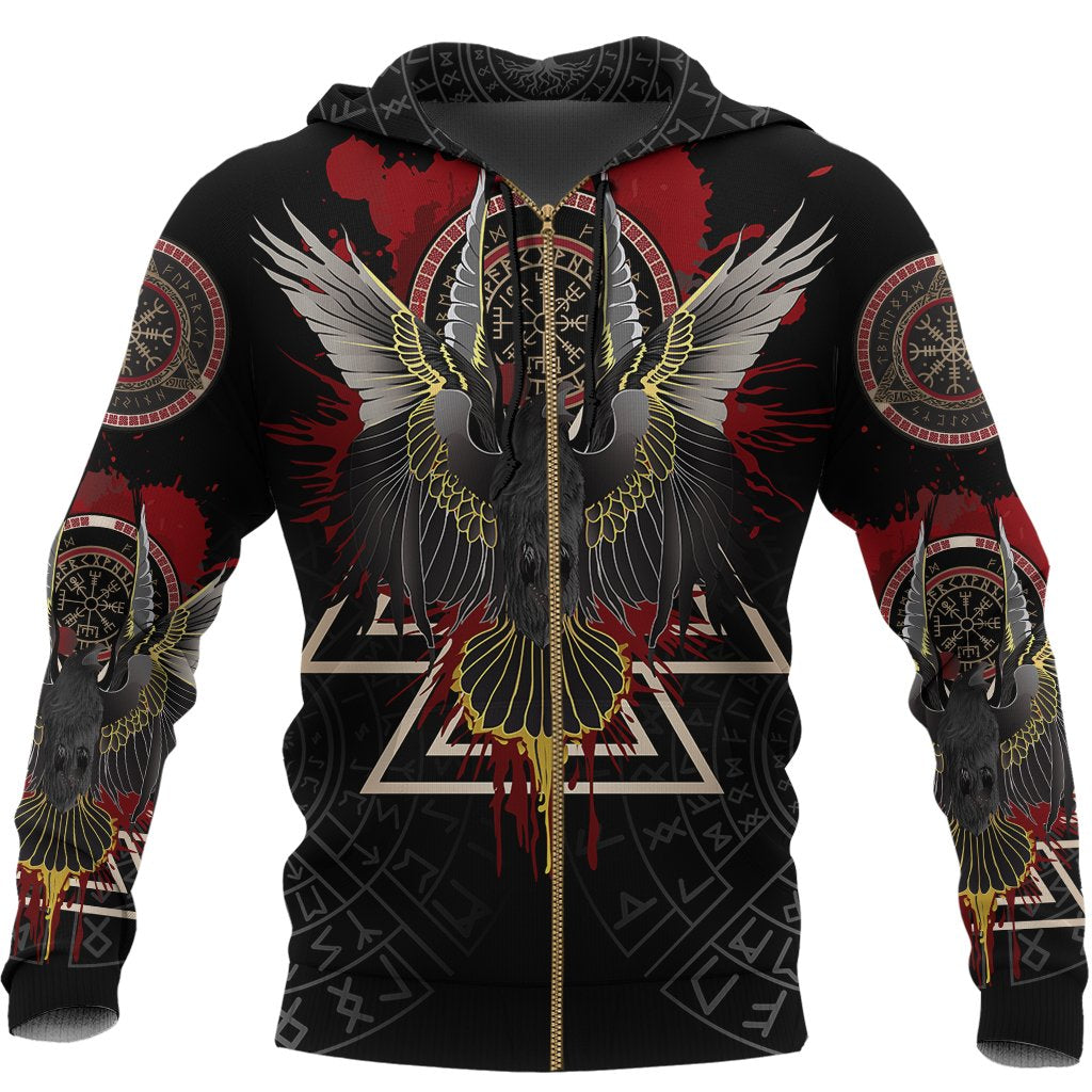 Viking Zip Hoodie Raven Of Odin - Special Version RLT12