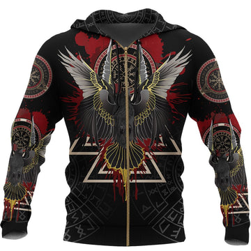 Viking Zip Hoodie Raven Of Odin - Special Version RLT12