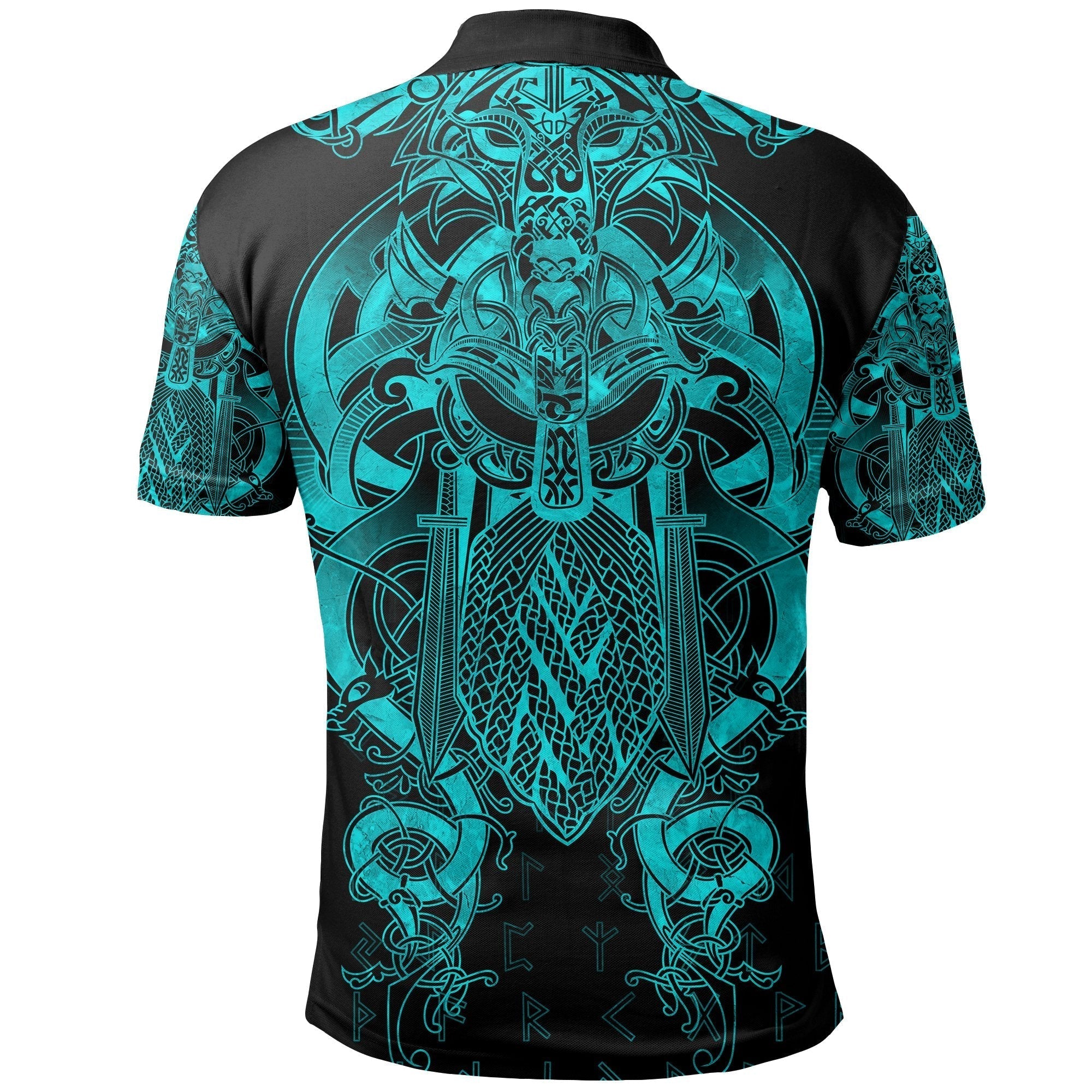 Viking Fenrir and Tyr Tattoo Polo Shirt Blue Version RLT12