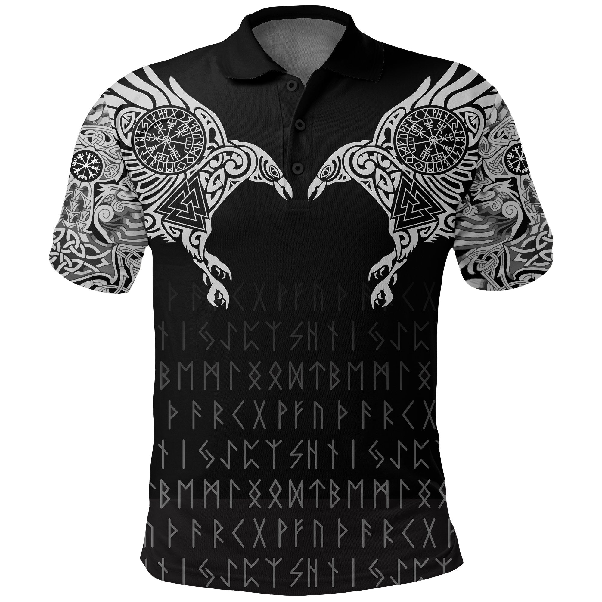Viking Polo Shirt The Raven Of Odin Tattoo RLT12