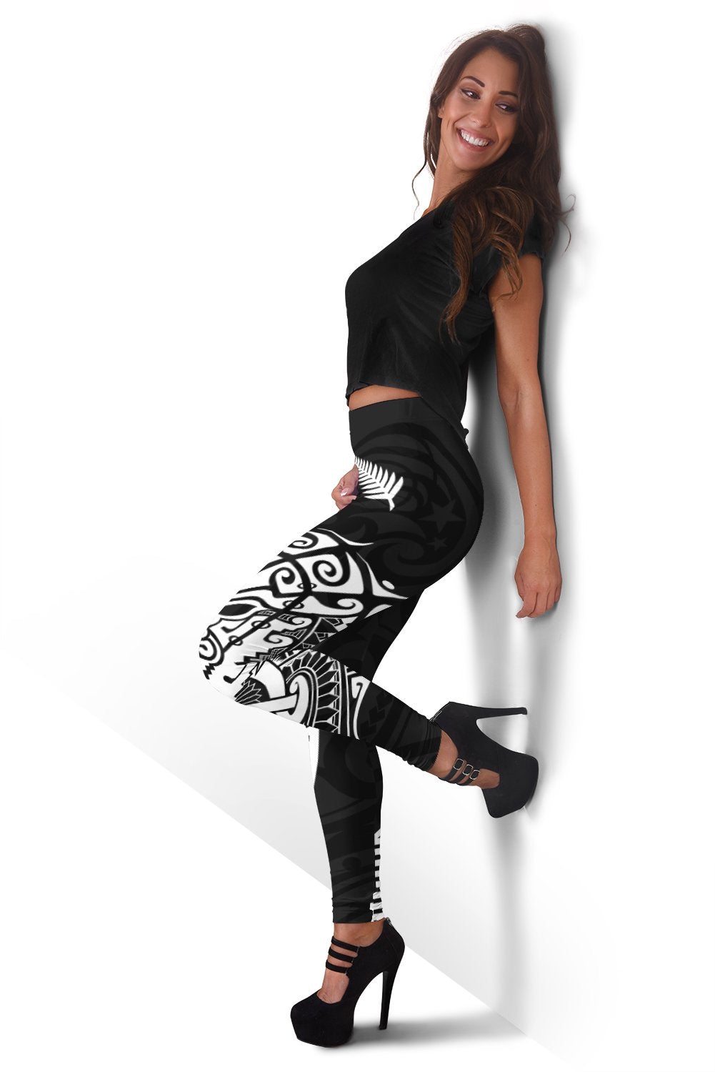 New Zealand Rugby Women Leggings Haka All Blacks mix Ta Moko LT13