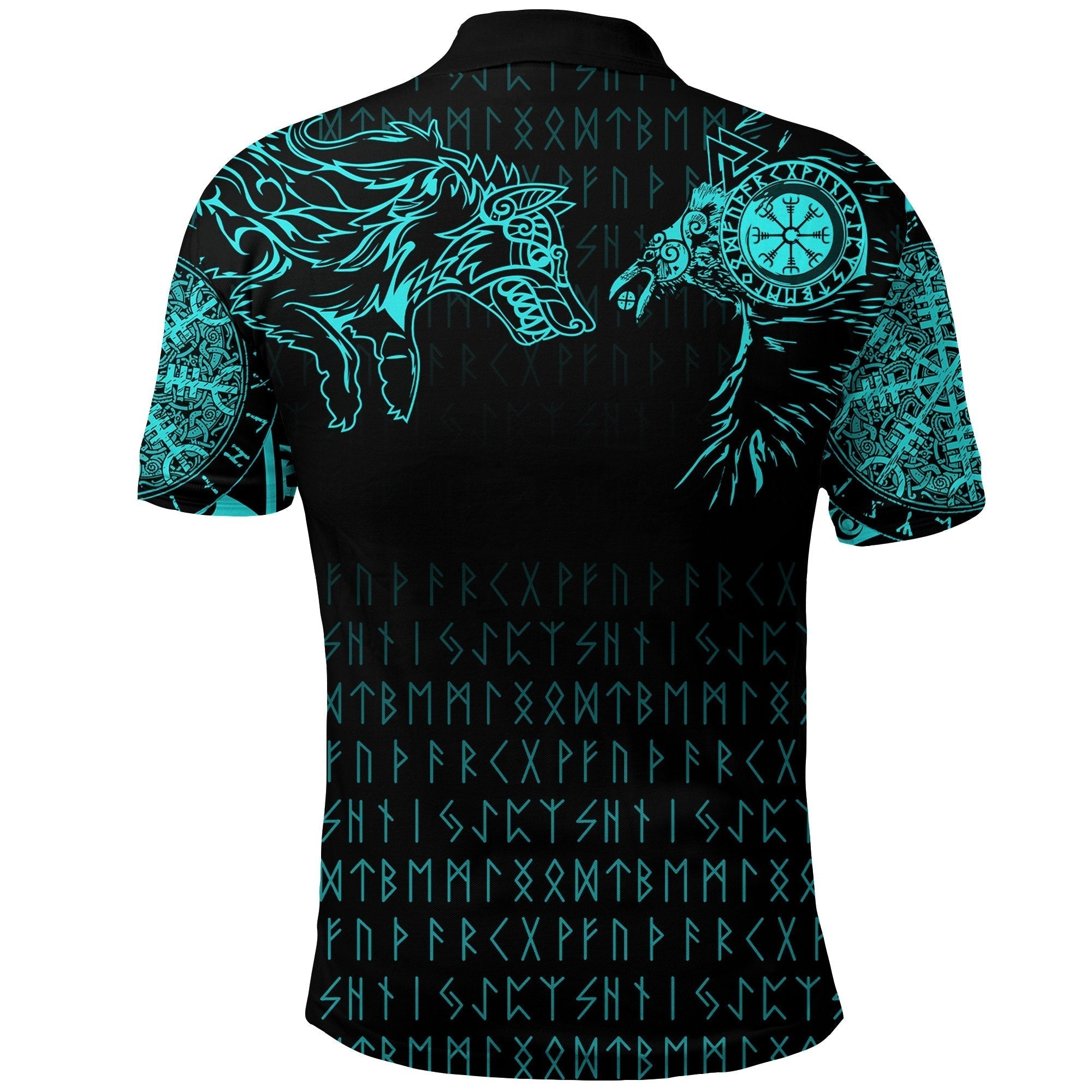 Viking Polo Shirt Raven and Wolf Special Tattoo RLT12