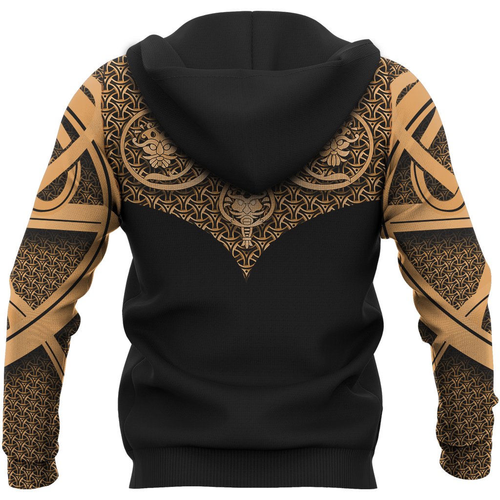 Viking Hoodie Best Viking Tattoo Gold (Zip) RLT12