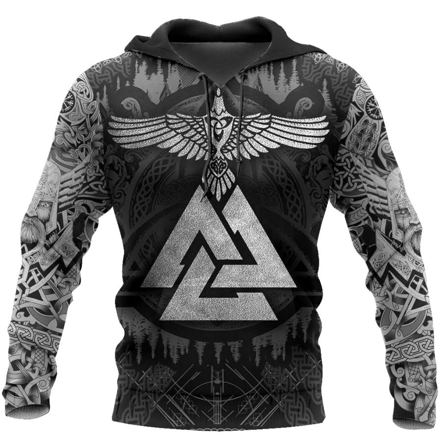 Viking Clothing Viking Huginn, Valknut Tattoo Hoodie RLT12
