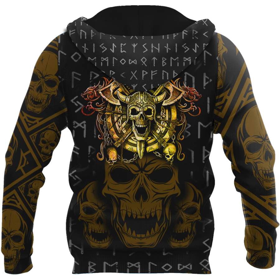 Viking Clothing Golden Viking Skull Hoodie RLT12
