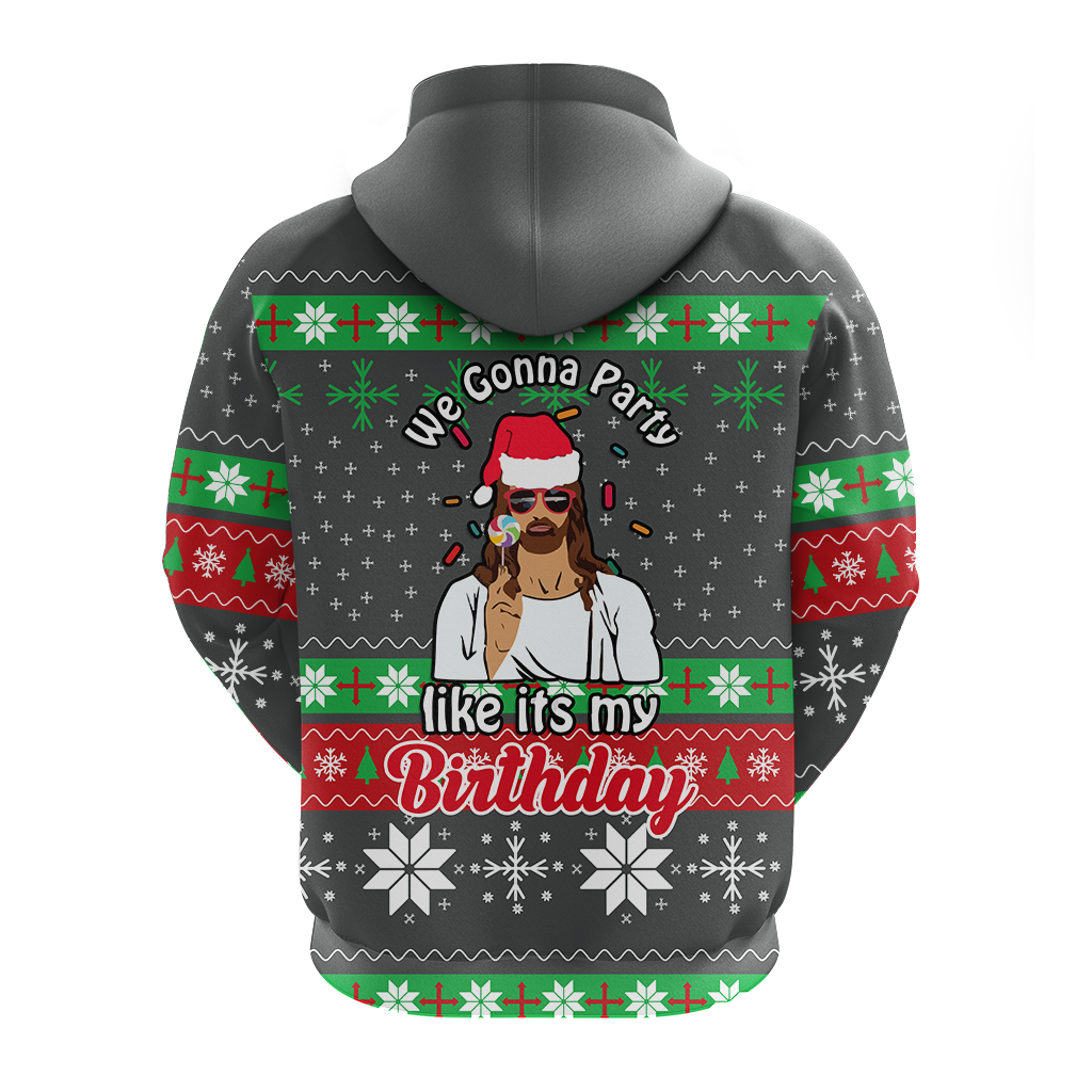 Christmas Jesus Birthday Party Ugly Pattern Hoodie LT12