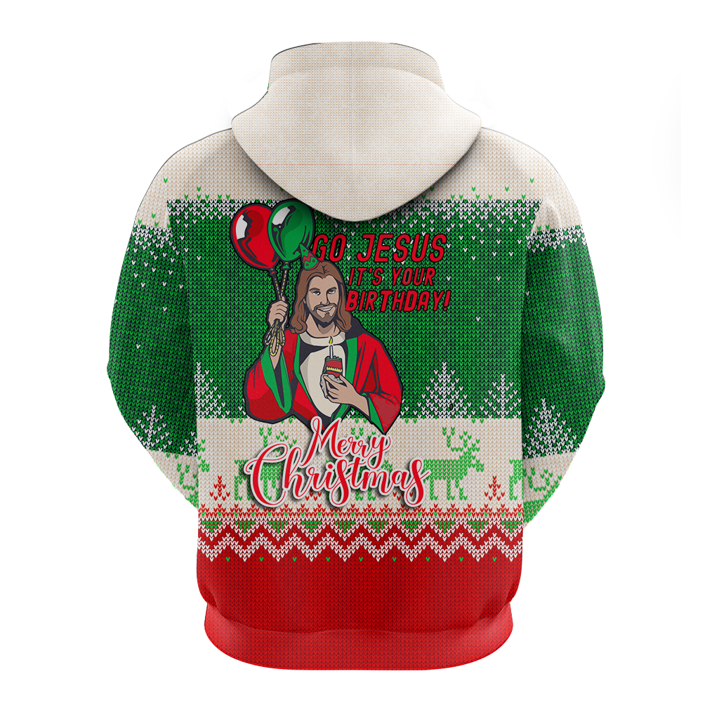 Christmas Go Jesus Its Your Birthday Ugly Pattern Hoodie LT12