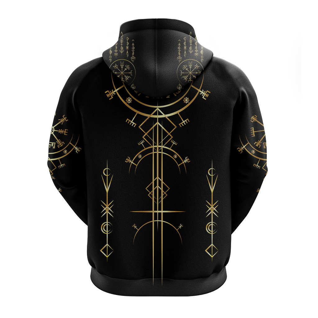 Viking Helm of Awe Gold Art Hoodie LT12
