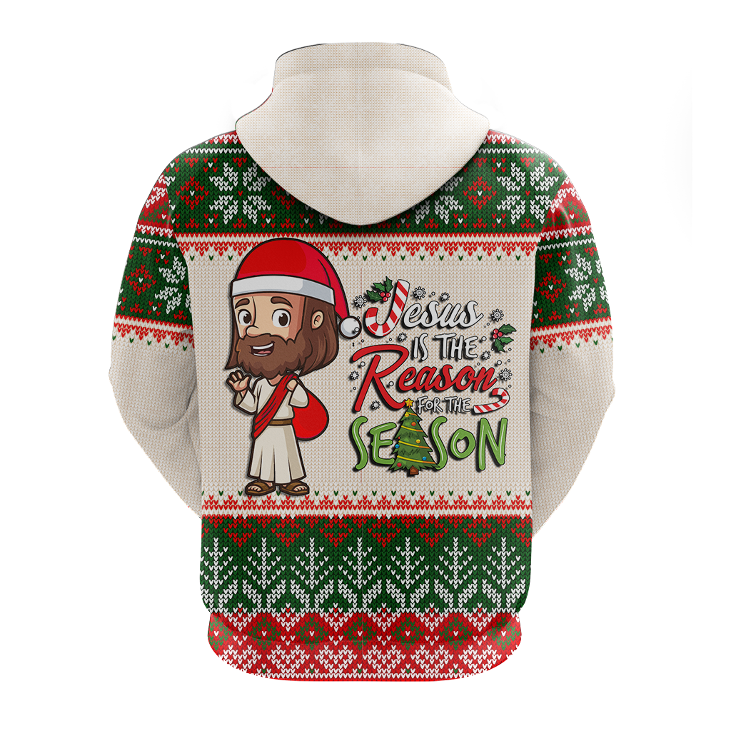 Christmas Jesus Is The Reason For The Season Ugly Pattern Hoodie LT12
