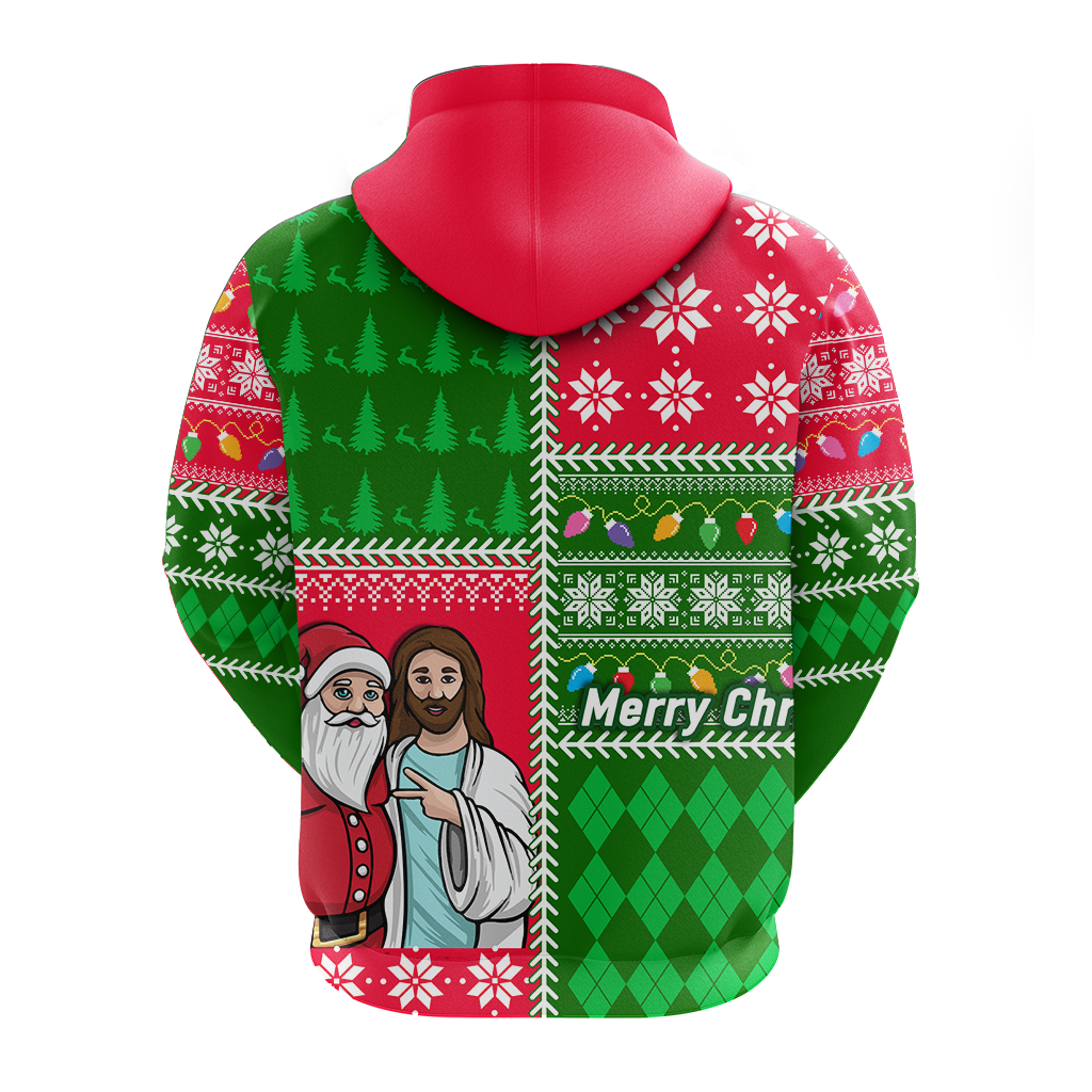 Santa With Jesus Christmas 2022 Ugly Style Hoodie - LT12