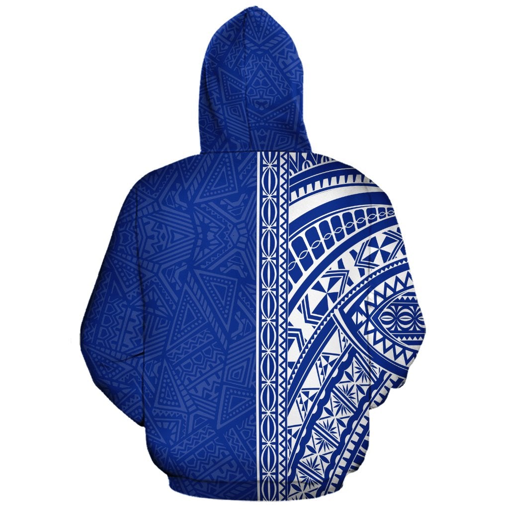 Custom Polynesian Hoodie - Blue Poly Line