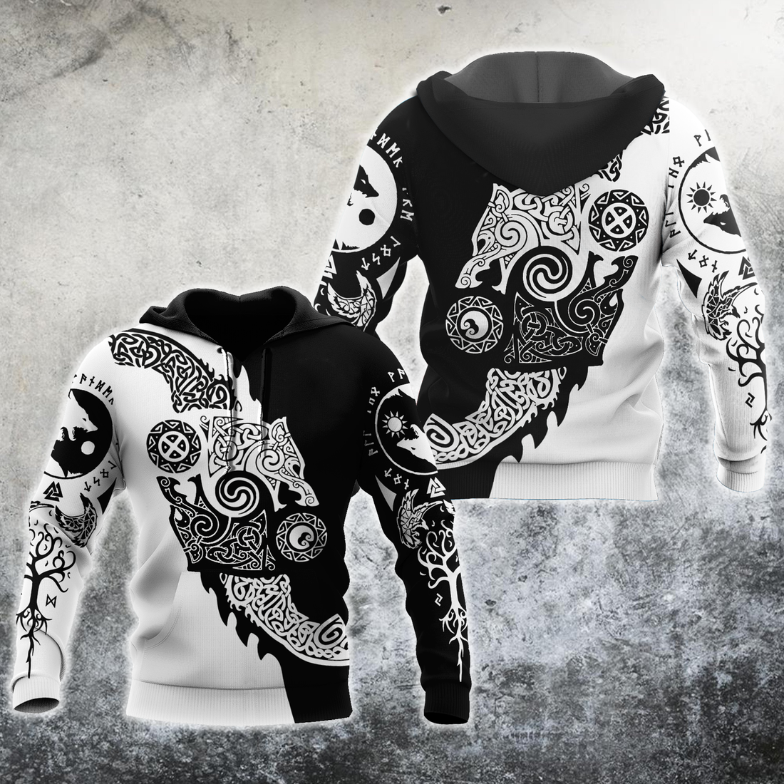 Viking Clothing Viking Hati and Skoll 3D Hoodie RLT12