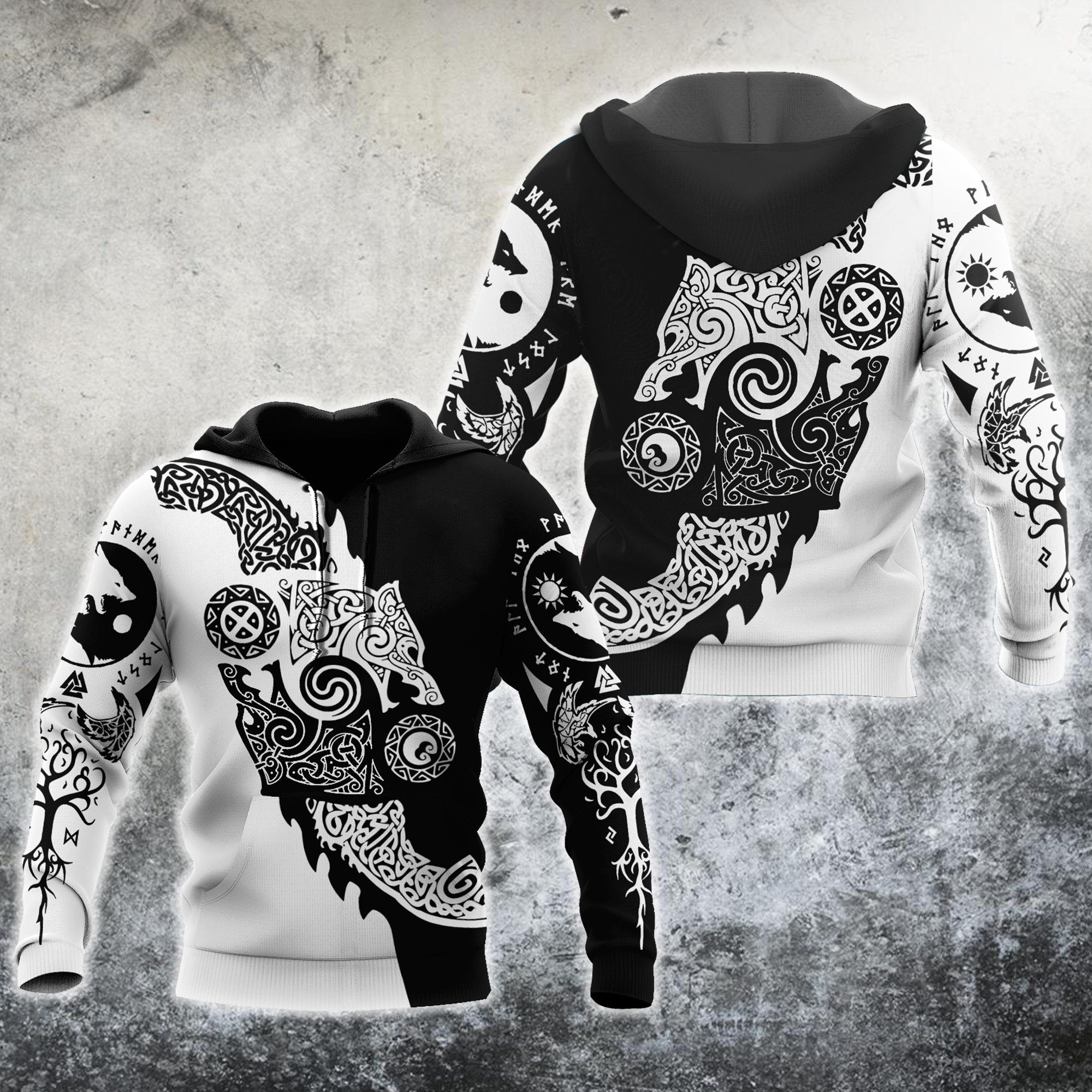 Viking Clothing Viking Hati and Skoll 3D Hoodie RLT12
