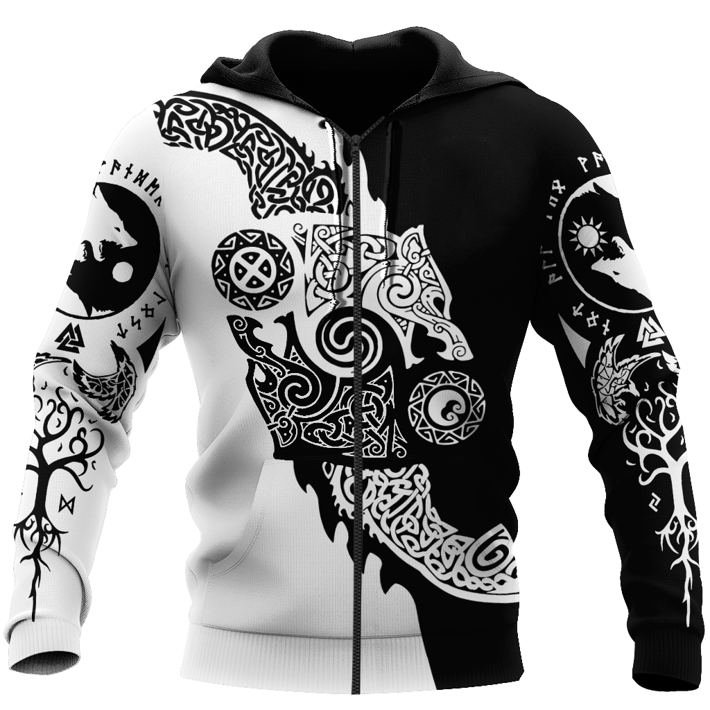 Viking Clothing Viking Hati and Skoll 3D Hoodie RLT12