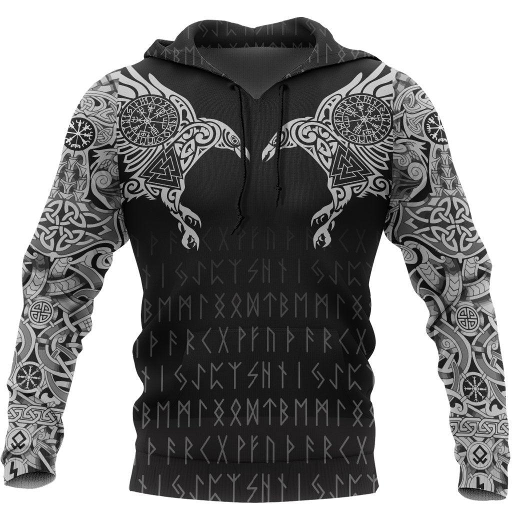 Viking Hoodie The Raven Of Odin Tattoo RLT12