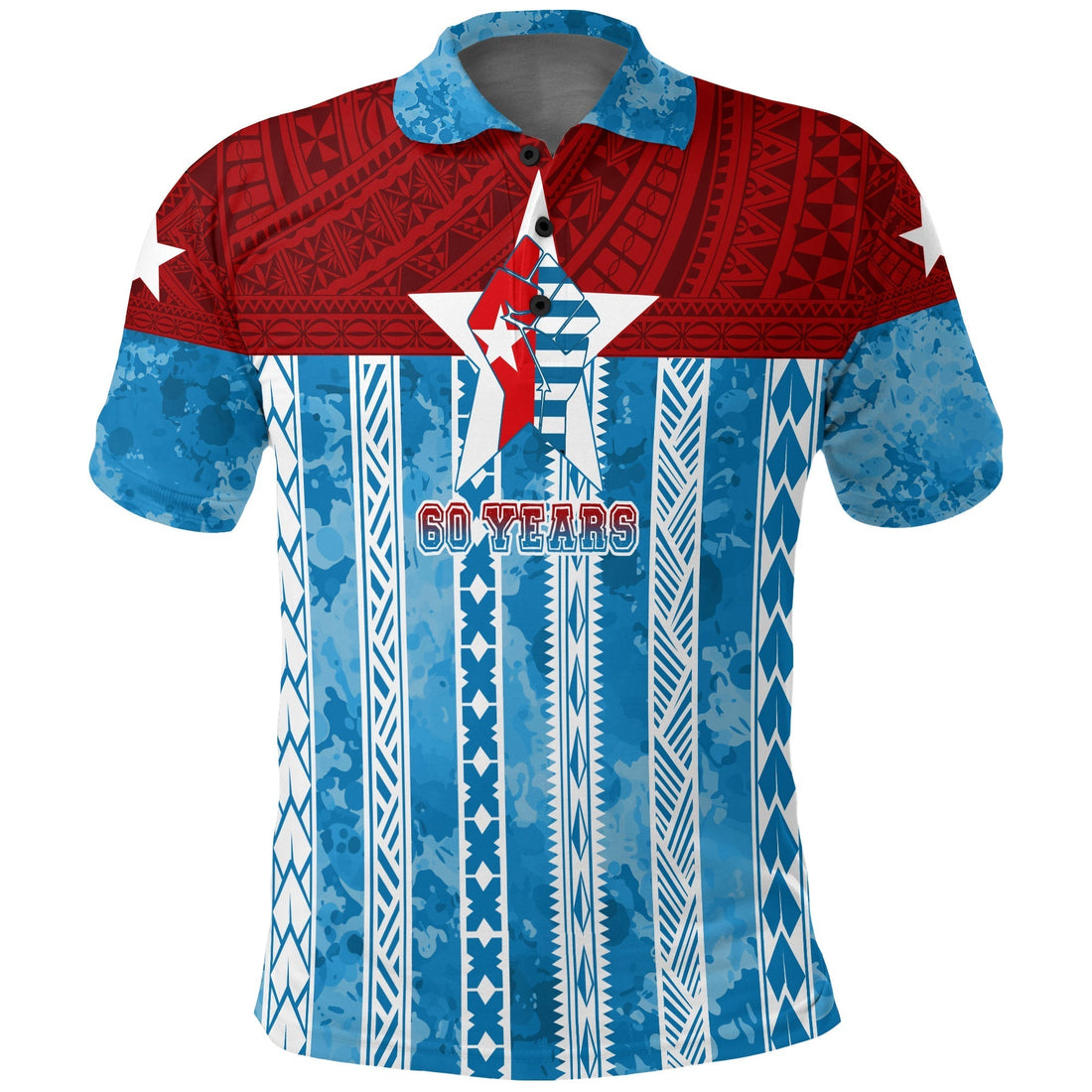 West Papua 60 Years OPM Morning Star with Polynesian Pattern Polo Shirt LT7