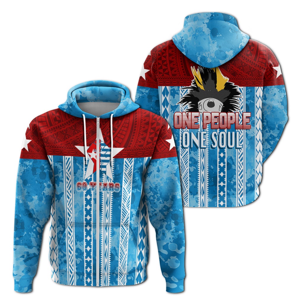West Papua 60 Years OPM Morning Star with Polynesian Pattern Zip Hoodie LT7