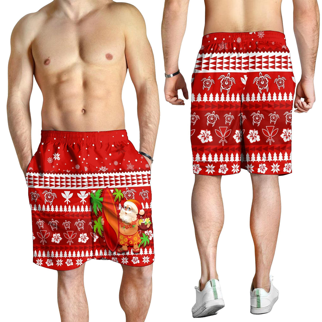 Mele Kalikimaka Men Shorts Santa Claus Hawaii Christmas LT13