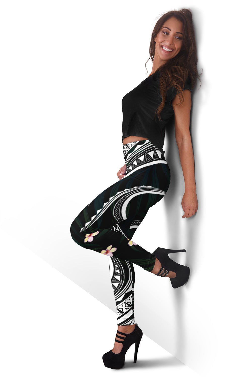 Fiji Coat of Arms Women Leggings Polynesian mix Coconut Pattern LT13