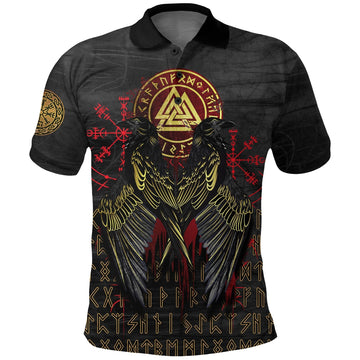 Viking Polo Shirt Vikings Valknut and Ravens Tattoo RLT12