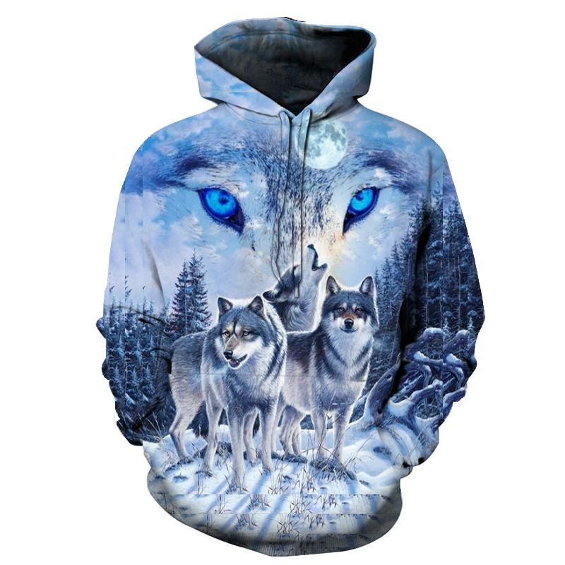 Blue Wolf Native American All Over Hoodie LT10