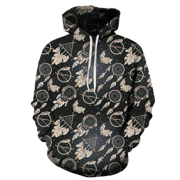 Pattern Black Dreamcatcher Native American All Over Hoodie LT10