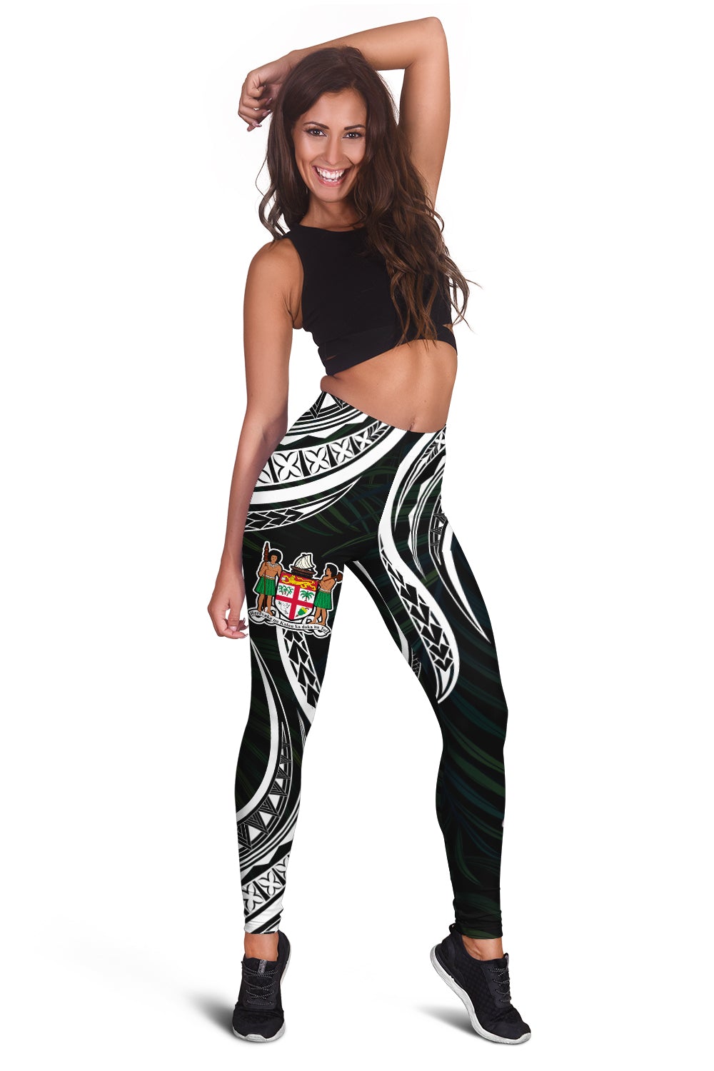 Fiji Coat of Arms Women Leggings Polynesian mix Coconut Pattern LT13