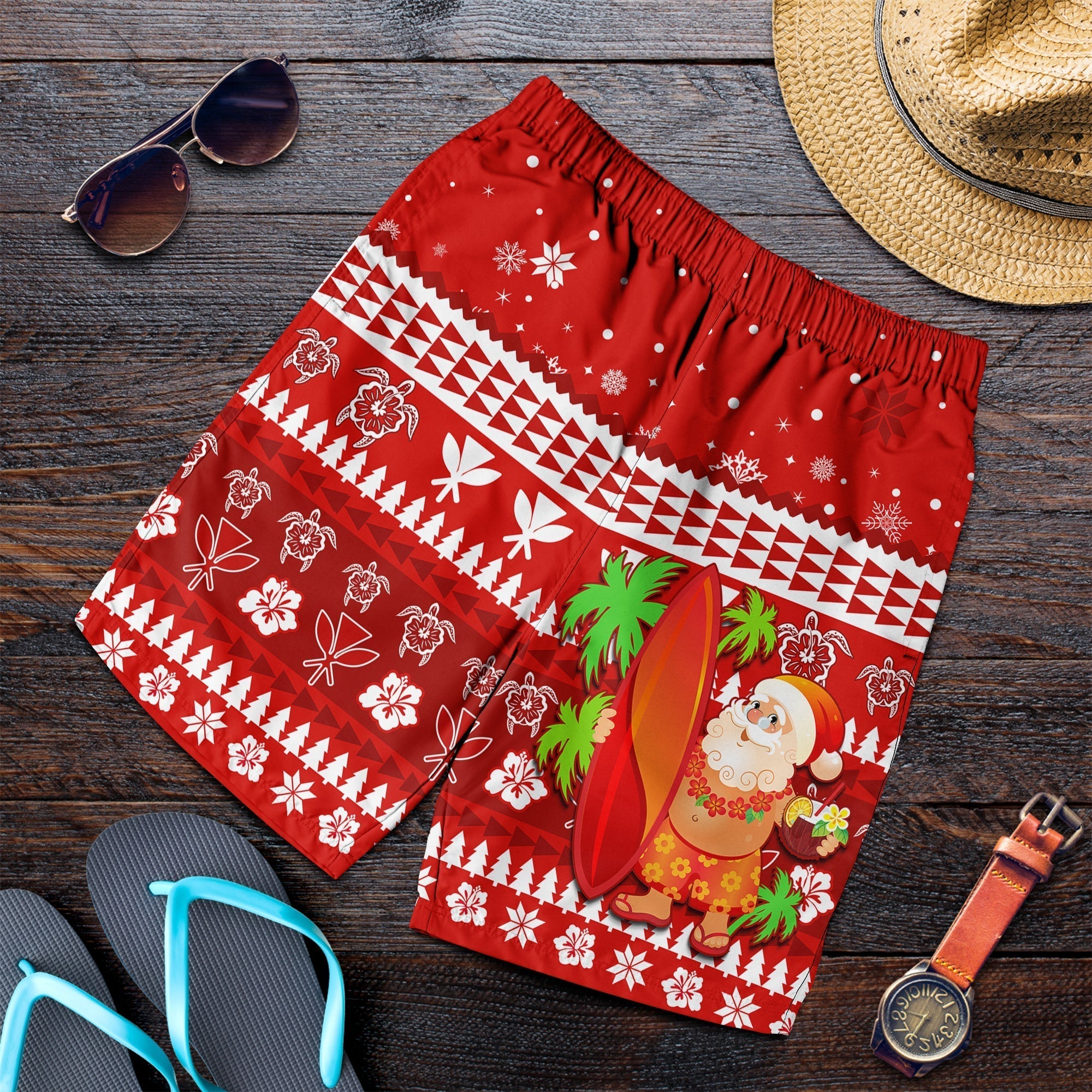 Mele Kalikimaka Men Shorts Santa Claus Hawaii Christmas LT13