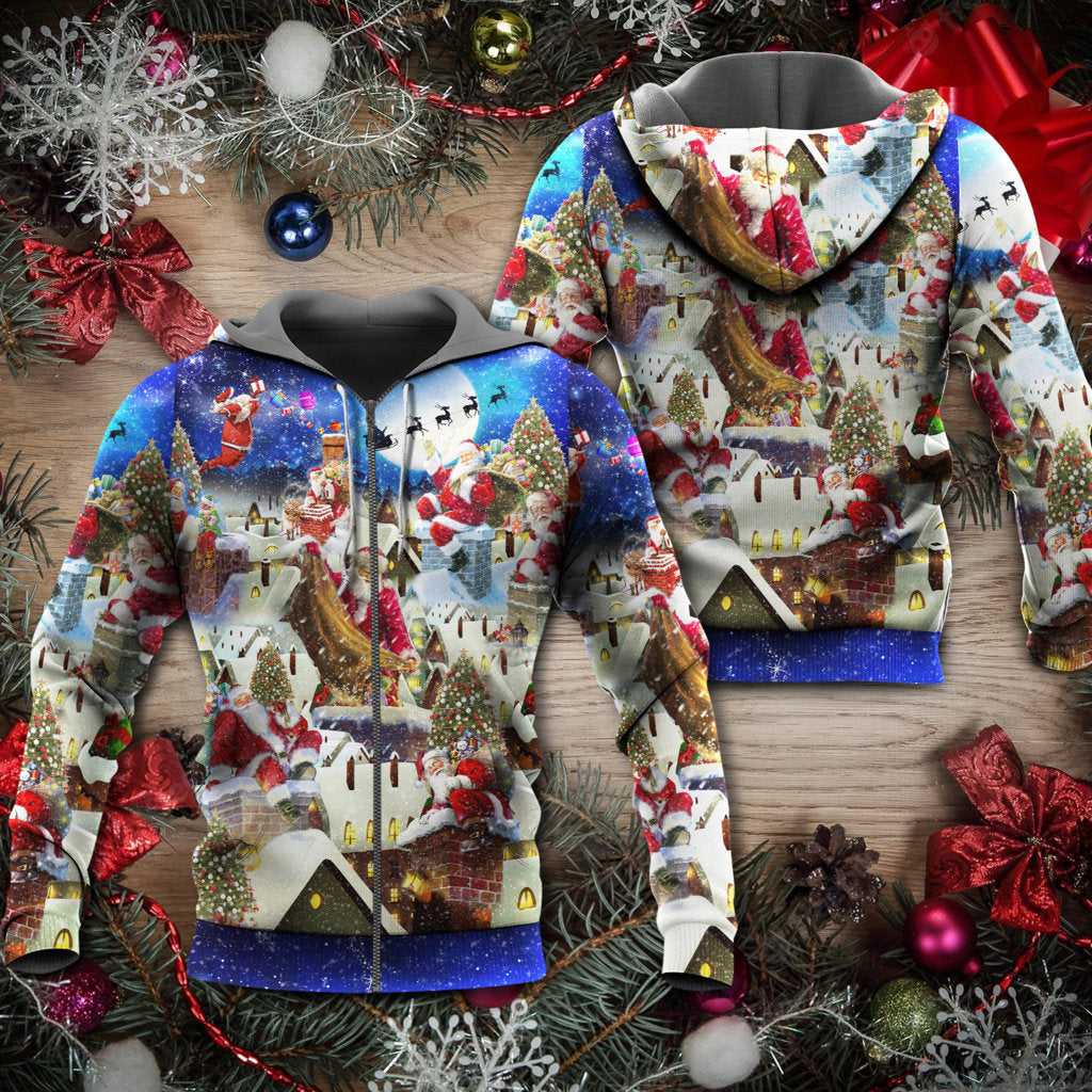 Christmas Up On Rooftop Santas Busiest Night With Reindeer Hoodie