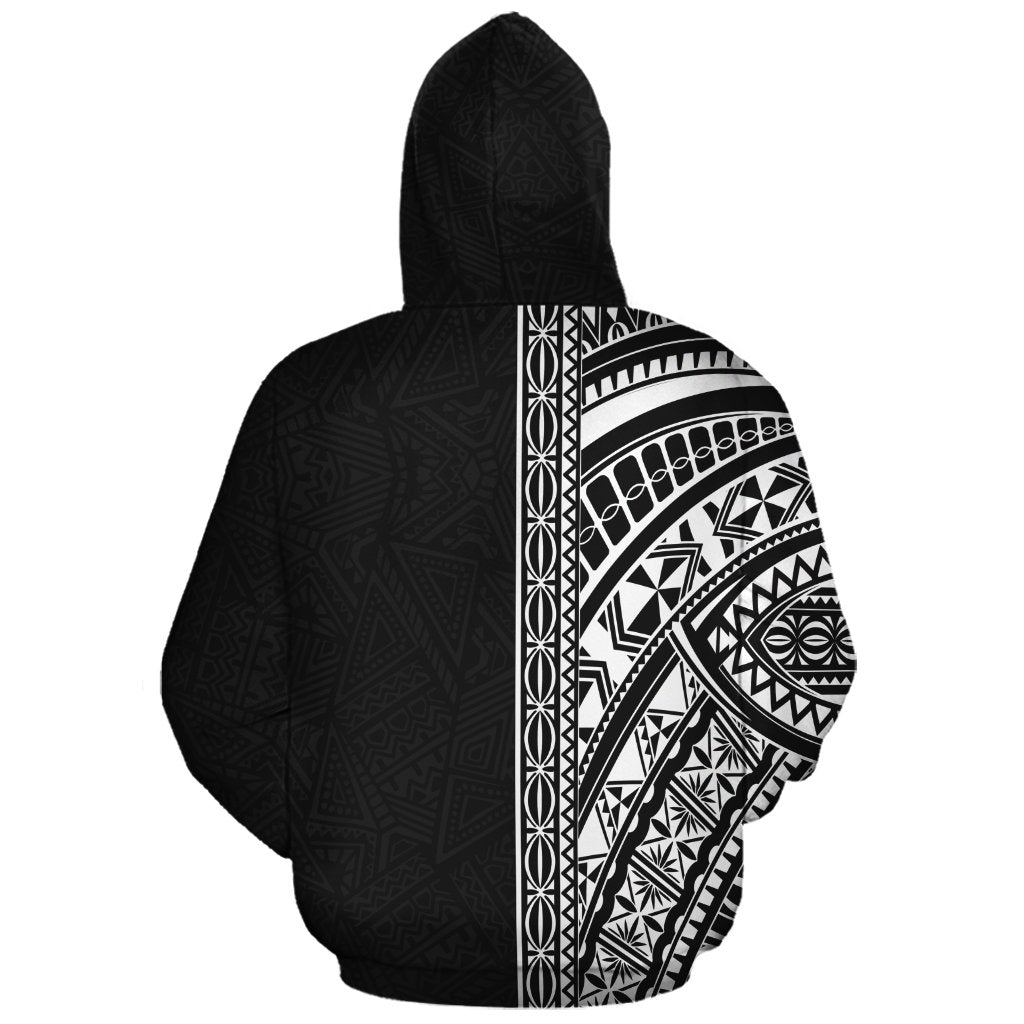 Custom Polynesian Hoodie - Black Poly Line