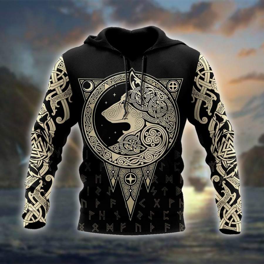 Viking Clothing Viking Gold Wolf Hoodie RLT12