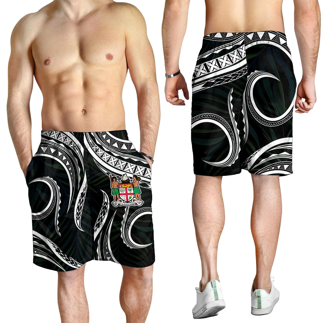 Fiji Coat of Arms Men Short Polynesian mix Coconut Pattern LT13
