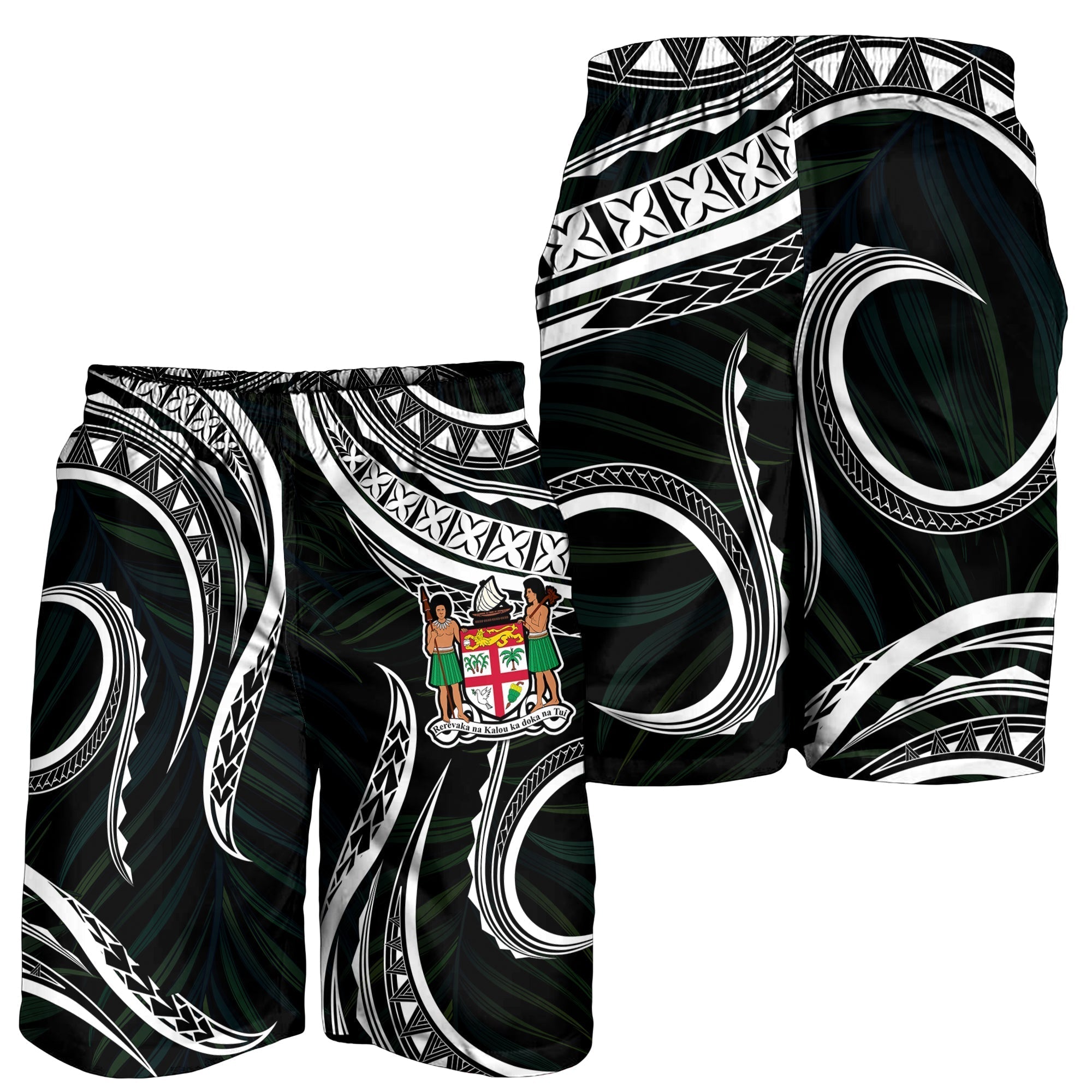 Fiji Coat of Arms Men Short Polynesian mix Coconut Pattern LT13