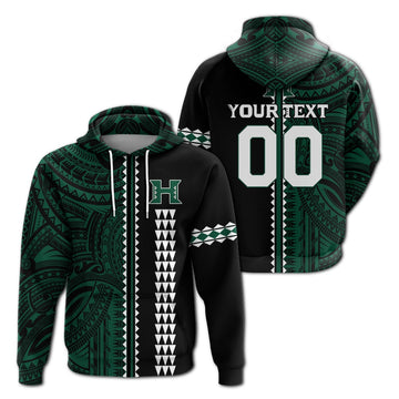 Custom Hawaii Kakau Warrior Football Zip Hoodie LT12