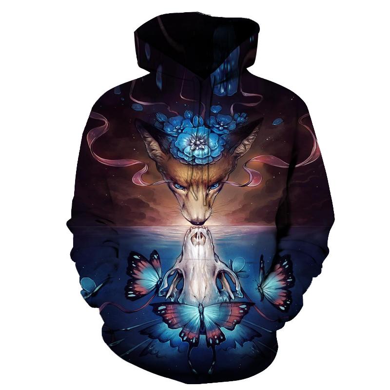 Skull Pattern Butterfly Native American All Over Hoodie LT10