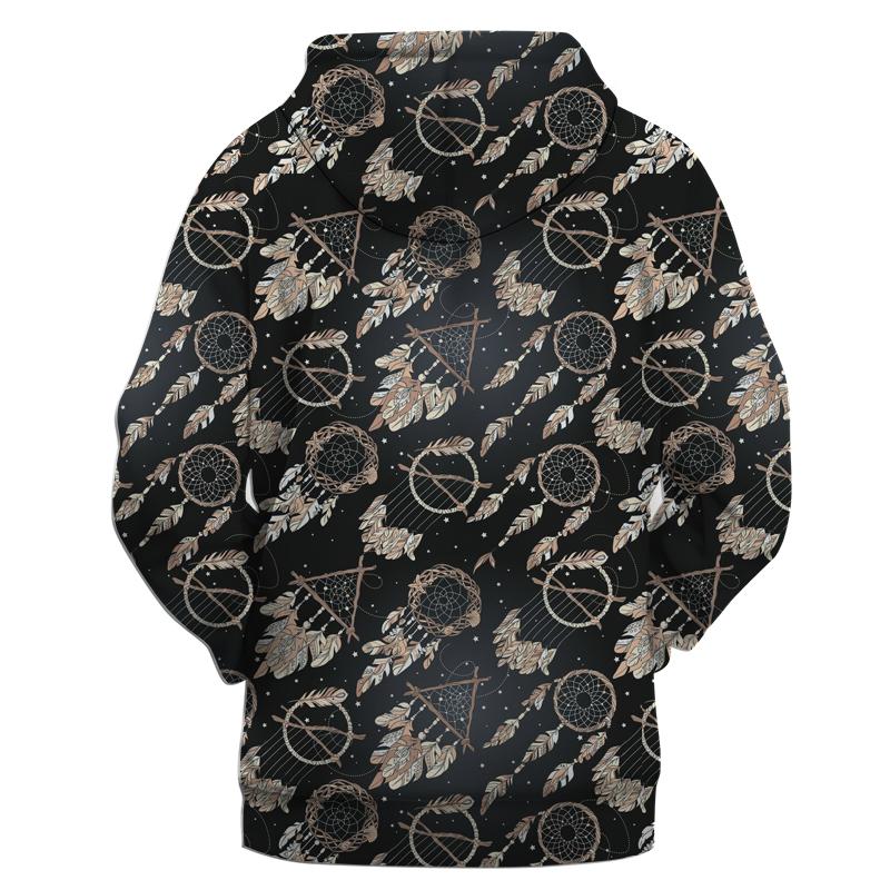Pattern Black Dreamcatcher Native American All Over Hoodie LT10