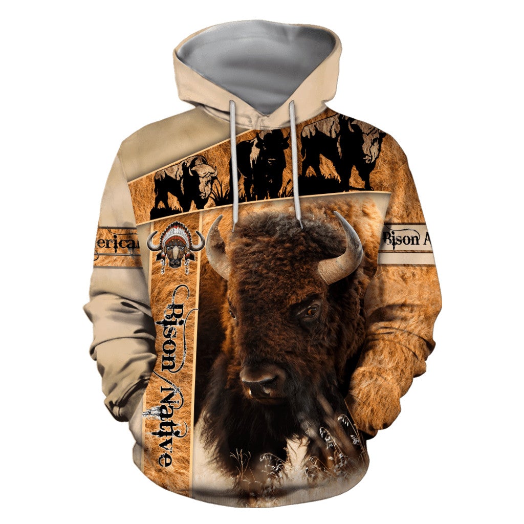 Bison Native American 3D All Over Printed Hoodie Unisex