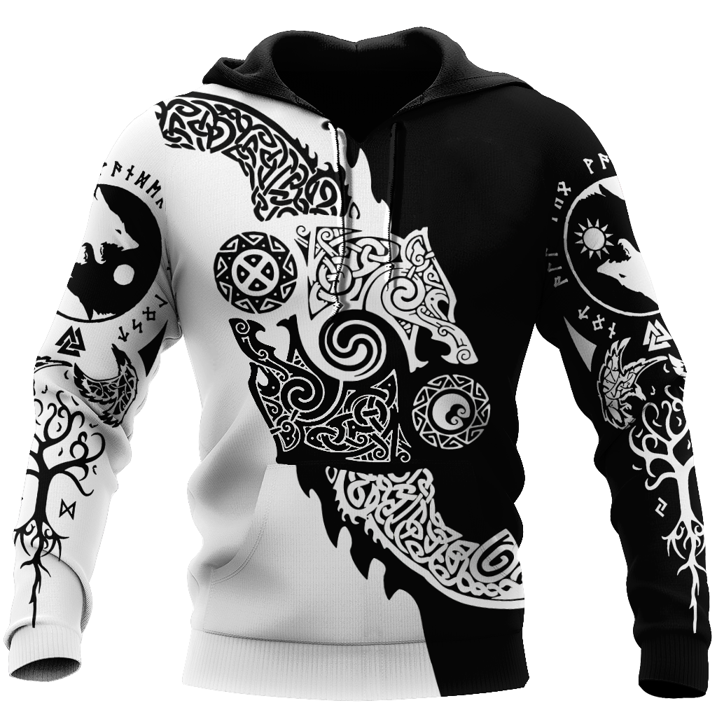Viking Clothing Viking Hati and Skoll 3D Hoodie RLT12