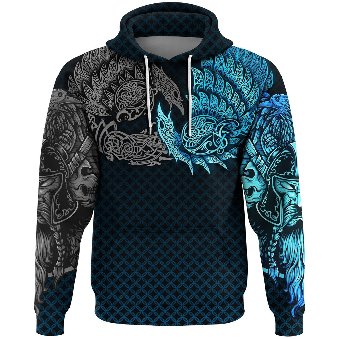 Viking Hoodie Ravens Of Midgard Blue RLT12
