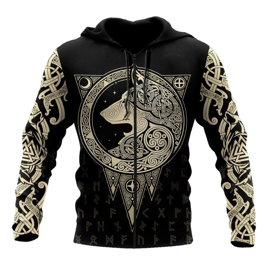 Viking Clothing Viking Gold Wolf Hoodie RLT12