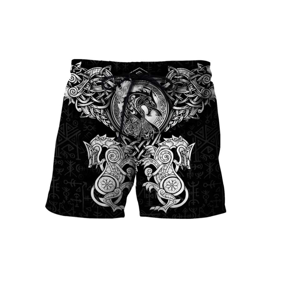 Viking Clothing All Over Printed Viking Wolf Shorts RLT12