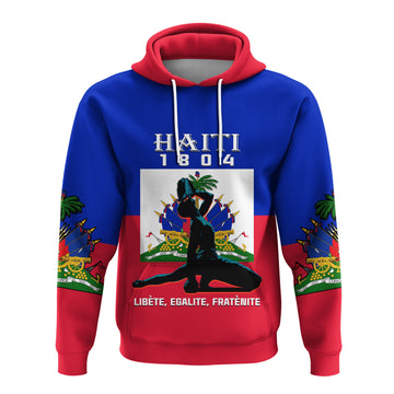Custom Haiti Hoodie Negre Marron With Haitian Flag LT14
